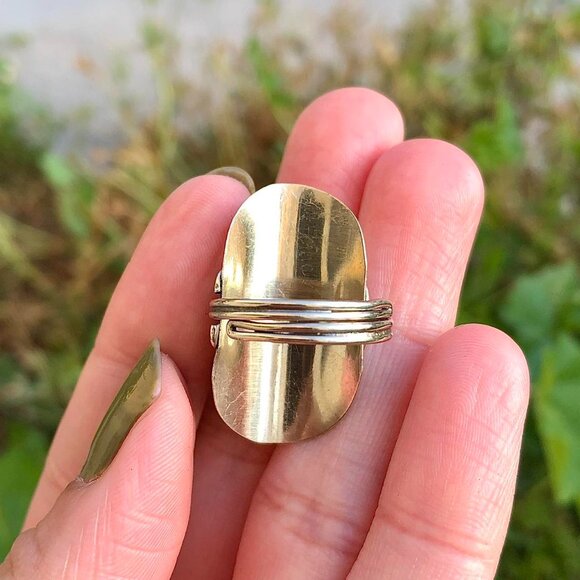 Boho Earthy Leopard Skin Jasper Chunky Crystal Ring - Picture 4 of 4